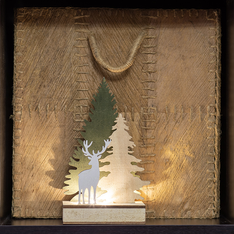 Деревянная фигурка с подсветкой Елочка с оленем 12*6*21,5 см NEON-NIGHT 504-002 фото