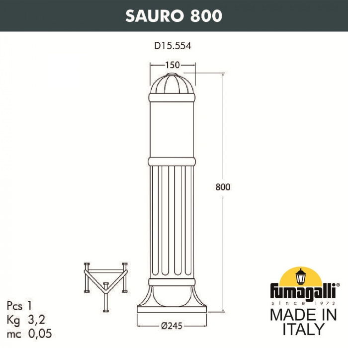 Наземный светильник Sauro D15.554.000.BXF1R.FRA Fumagalli фото