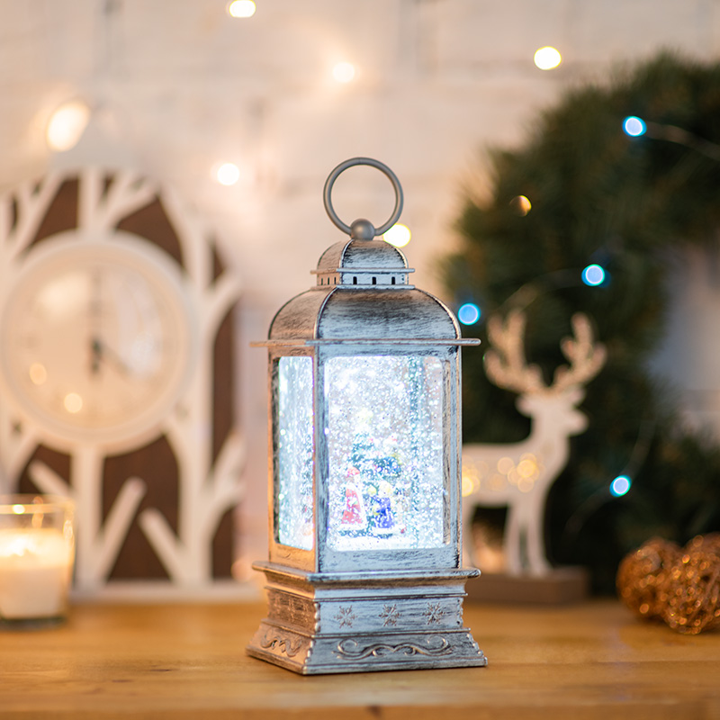 Декоративный фонарь с эффектом снегопада и подсветкой Рождество, белый NEON-NIGHT 501-065 фото