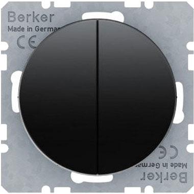 Выключатель 2-кл Berker R-серия Черный 303808+16232045 фото