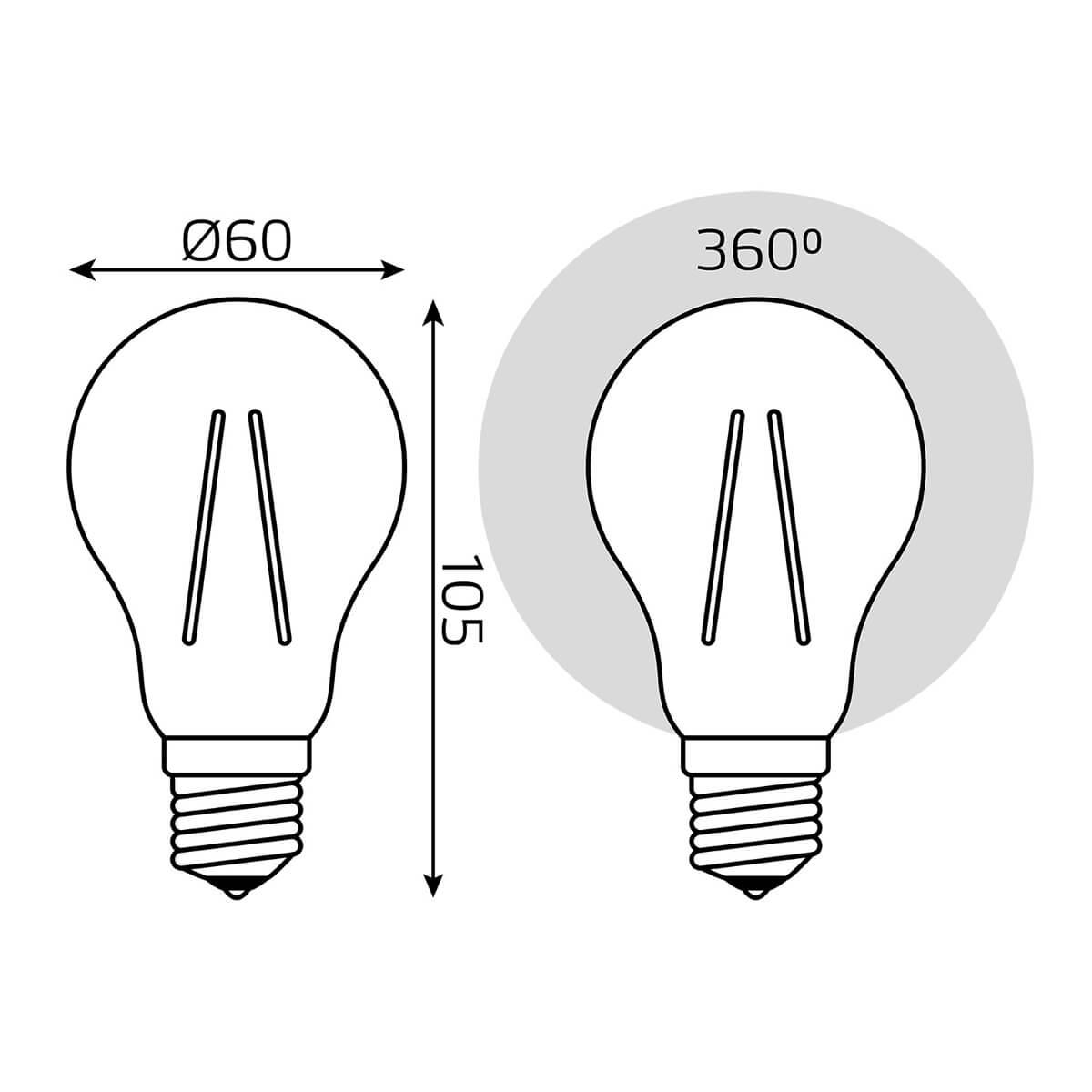 Светодиодная лампа Gauss Filament A60 E27 6W 4100K 102802206 фото