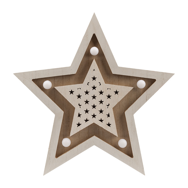 Деревянная фигура с подсветкой Звезда двойная 30х4х30 см NEON-NIGHT 504-027 фото