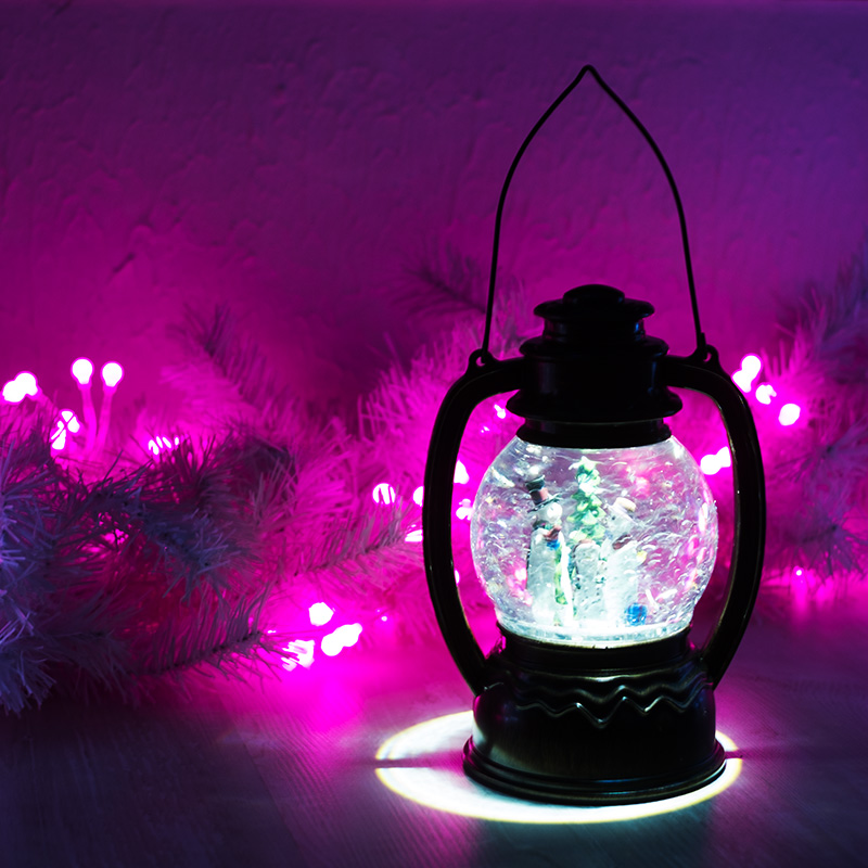 Декоративный фонарь с эффектом снегопада и подсветкой Снеговики, Белый NEON-NIGHT 501-061 фото