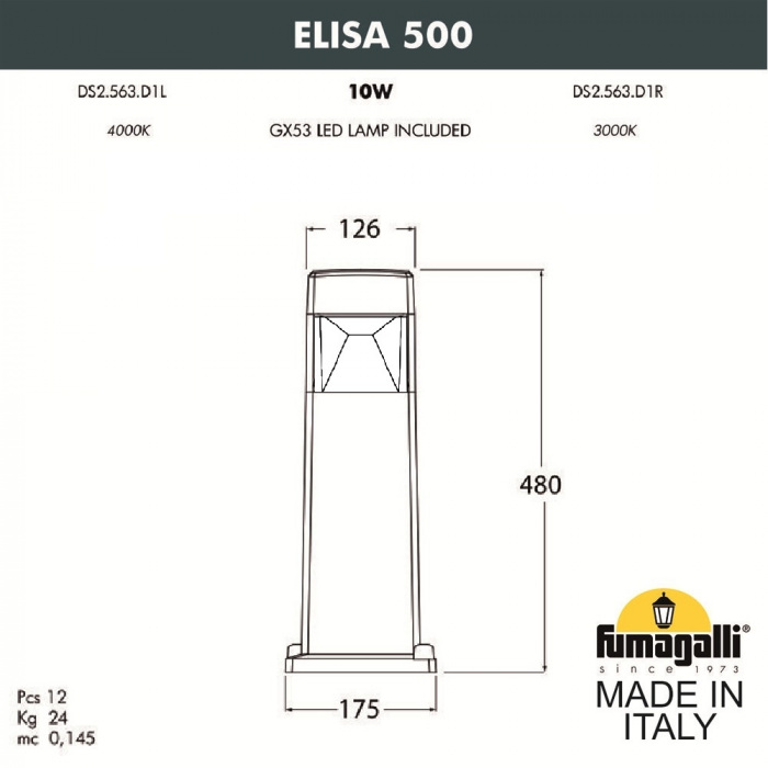 Наземный светильник Elisa DS2.563.000.WXD1L Fumagalli фото
