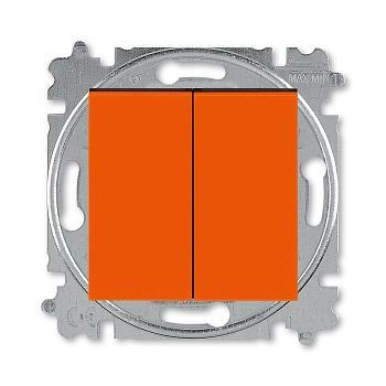 Выключатель двухклавишный ABB Levit оранжевый / дымчатый чёрный 3559H-A05445 66W 2CHH590545A6066 фото