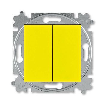 Выключатель двухклавишный ABB Levit жёлтый / дымчатый чёрный 3559H-A05445 64W 2CHH590545A6064 фото