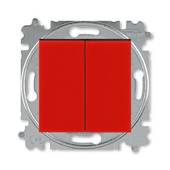 Выключатель двухклавишный ABB Levit красный / дымчатый чёрный 3559H-A05445 65W 2CHH590545A6065 фото