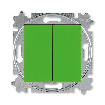 Выключатель двухклавишный ABB Levit зелёный / дымчатый чёрный 3559H-A05445 67W 2CHH590545A6067 фото